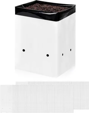 YSSOA 100 Pack 2 Gallon Grow Bags, Black and White Panda Film Containers for Plant Potting Seedlings, Thick Plastic Bag for Tomato, Potato, Carrot, Taro-Garden Nursery and Rooting