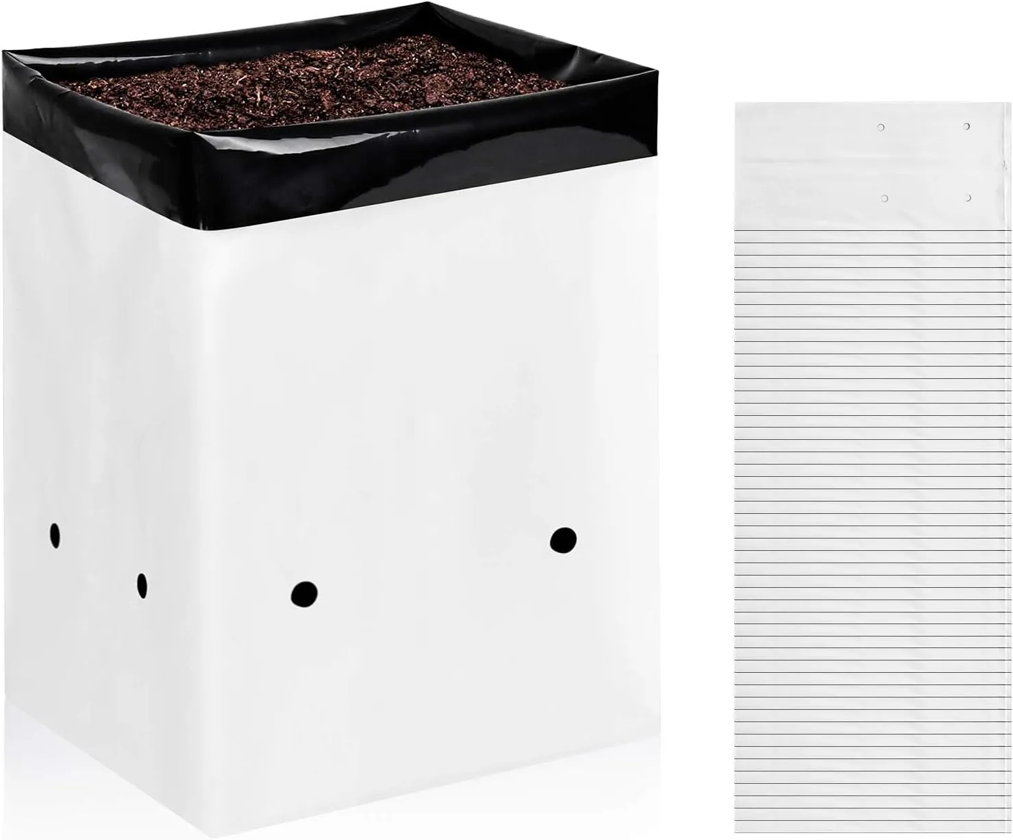 YSSOA 100 Pack 2 Gallon Grow Bags, Black and White Panda Film Containers for Plant Potting Seedlings, Thick Plastic Bag for Tomato, Potato, Carrot, Taro-Garden Nursery and Rooting