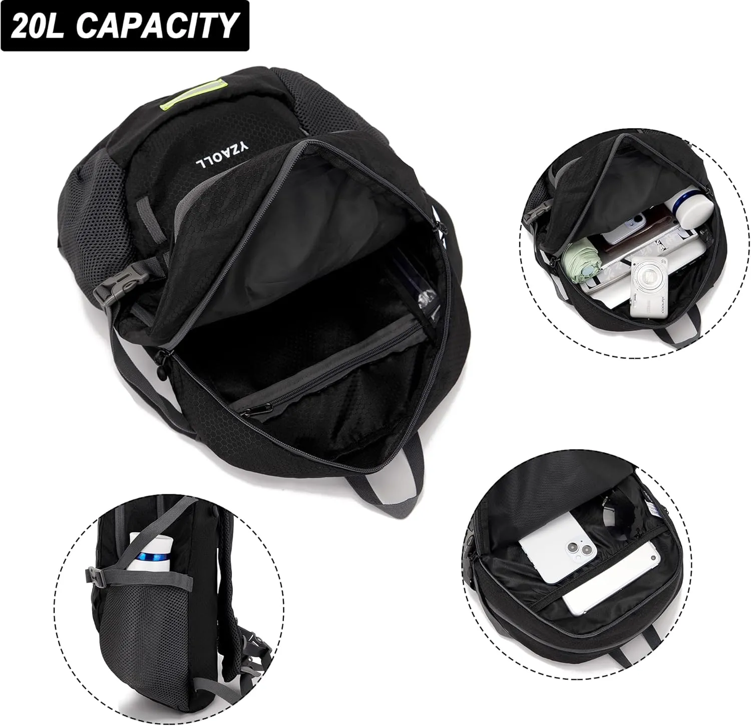 YZAOLL Ultra Lightweight Packable Backpack 20L Foldable Backpack Water Resistant Daypack for Women Men Travel Hiking Backpack