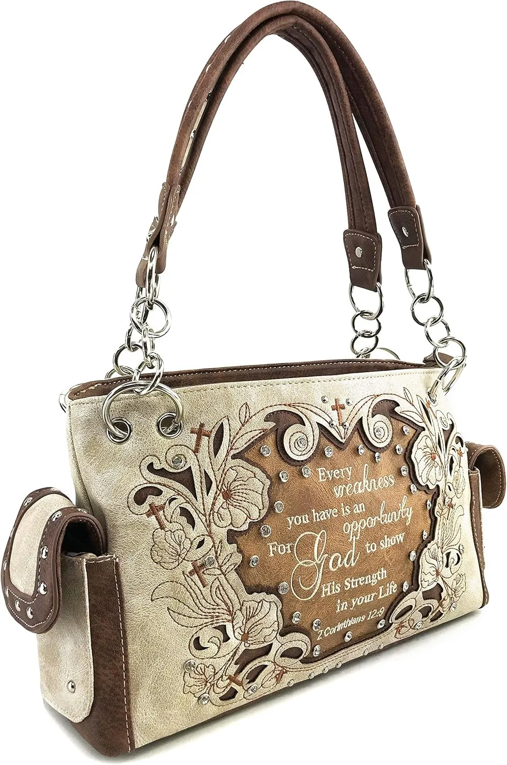 Zelris Bible Verse Corinthians 12:9 God Women Conceal Carry Handbag Wallet Set
