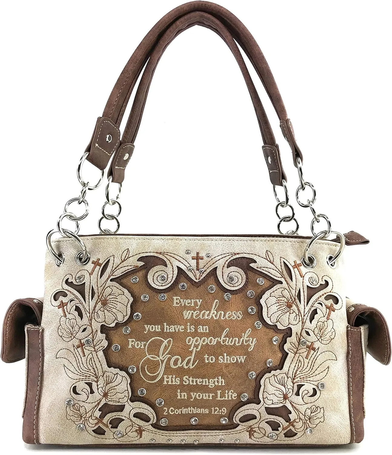 Zelris Bible Verse Corinthians 12:9 God Women Conceal Carry Handbag Wallet Set
