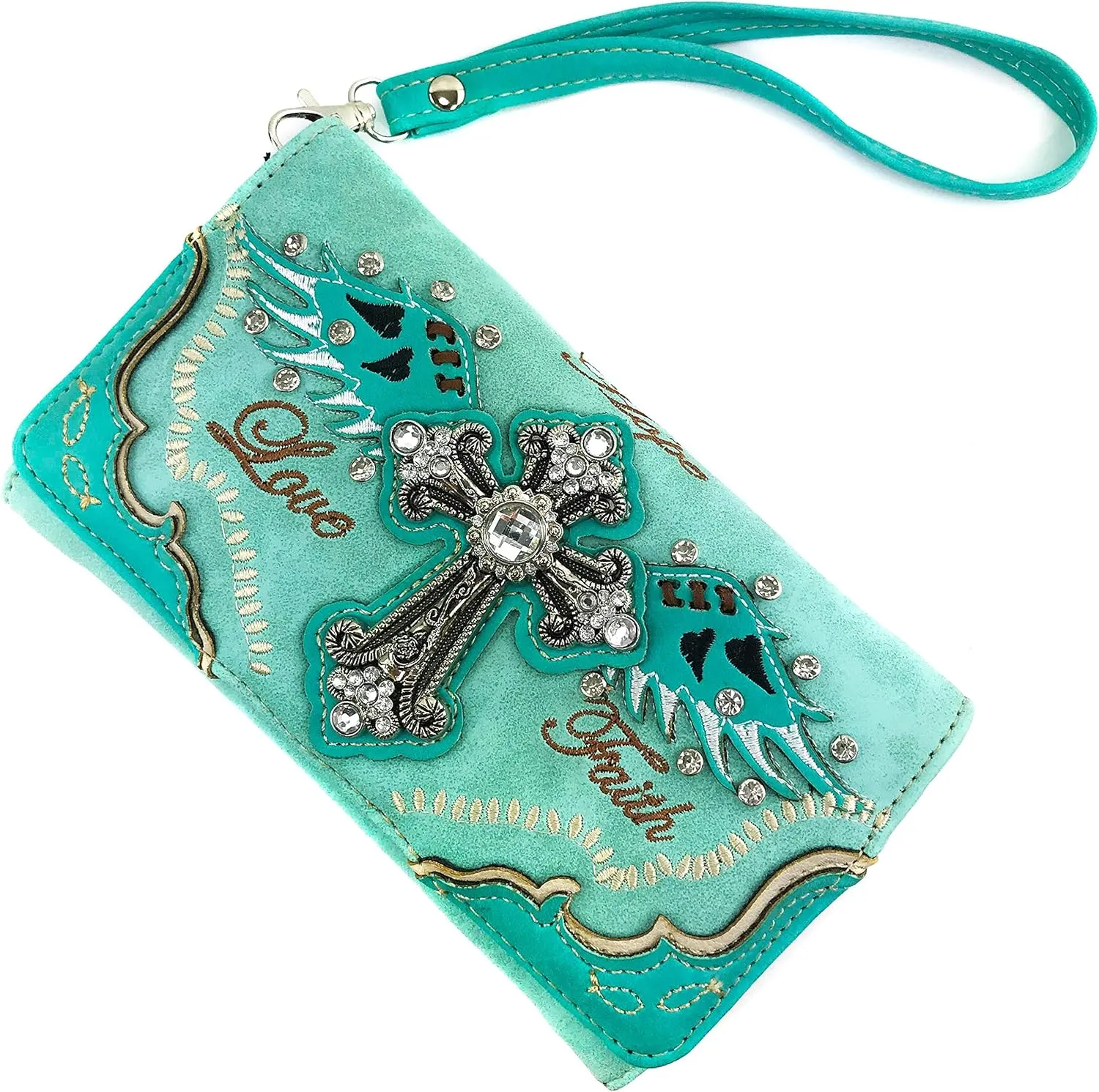 Zelris Faith Love Hope Cross Angel Wing Women Conceal Carry Handbag Wallet Set