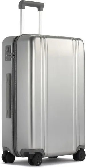 ZERO Halliburton Classic Lightweight 4.0 Medium Hardside Travel Case, 26-Inch, Four Dual Spinner Wheels, TSA Accepted Lock, Telescoping Pull Handle, 60L, Brushed Finish- Silver