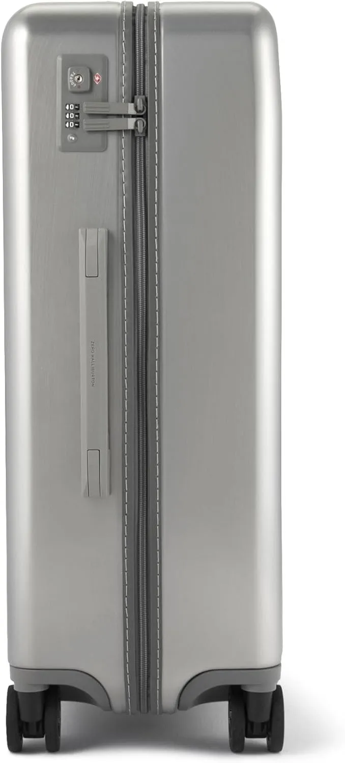 ZERO Halliburton Classic Lightweight 4.0 Medium Hardside Travel Case, 26-Inch, Four Dual Spinner Wheels, TSA Accepted Lock, Telescoping Pull Handle, 60L, Brushed Finish- Silver