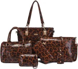 ZiMing 6Pcs Handbags and Purse Set for Women PU Leather Shoulder Tote Bag Crossbody Bag Satchel Top Handle Handbag Bag Wallet