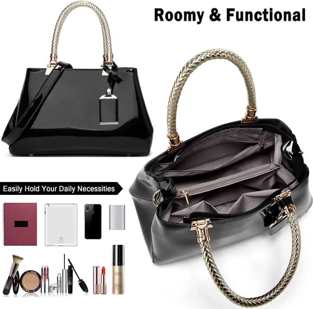 ZiMing Patent Leather Handbags and Purses for Women Evening Bags Satchel Handbag Top Handel Bag Ladies Shoulder Crossbody Bag