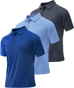 ZITY 3 Pack Polo Shirts for Men Cool Dry Outdoor Fishing Athletic Fit Short Sleeve Collared T-Shirts
