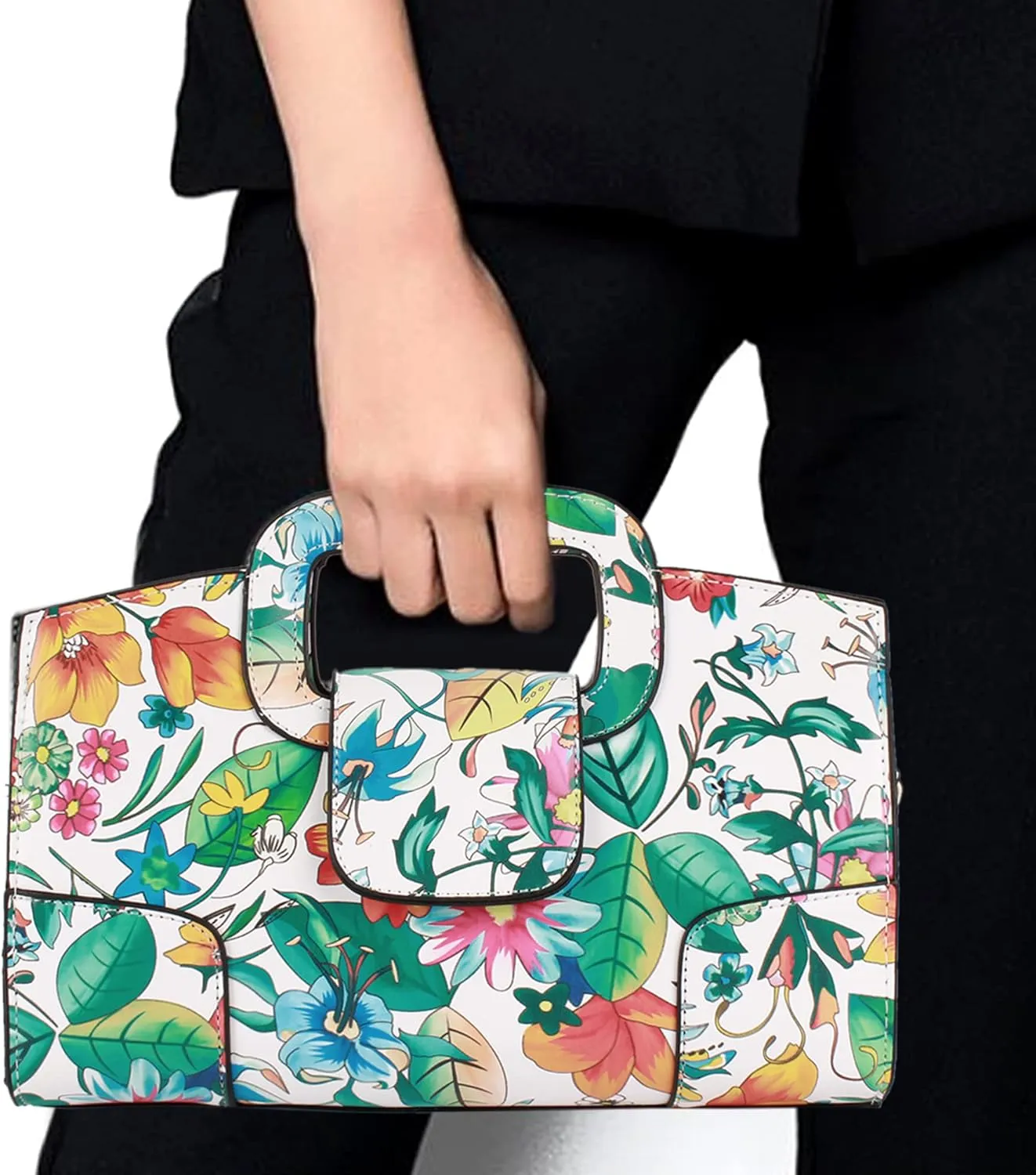 ZLMBAGUS Women Vintage Flap Tote Top Handle Satchel Handbags PU Leather Clutch Purse Shoulder Bag