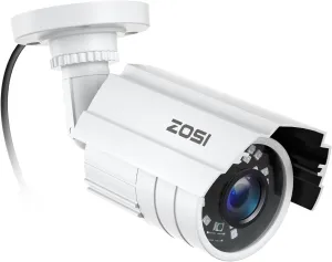 ZOSI 1080P 2.0MP HD 1920TVL Hybrid 4-in-1 TVI/CVI/AHD/960H CVBS CCTV Security Camera Indoor Outdoor, 80ft Night Vision,Aluminum Metal Cam, For 960H,720P,1080P,5MP,4K analog Surveillance DVR (White)