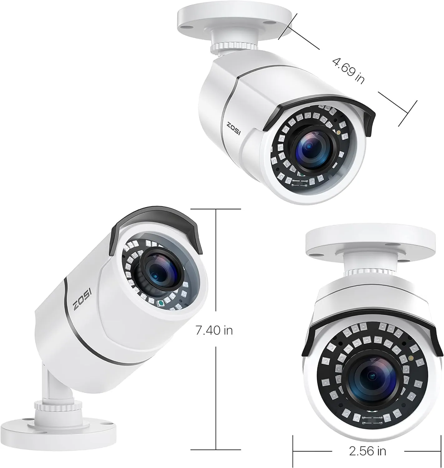 ZOSI 2MP 1080p Security Camera,4-in-1 TVI/CVI/AHD/CVBS Surveillance Bullet Camera Indoor Outdoor,Night Vision,Work for 960H,720P,1080P analog CCTV DVR