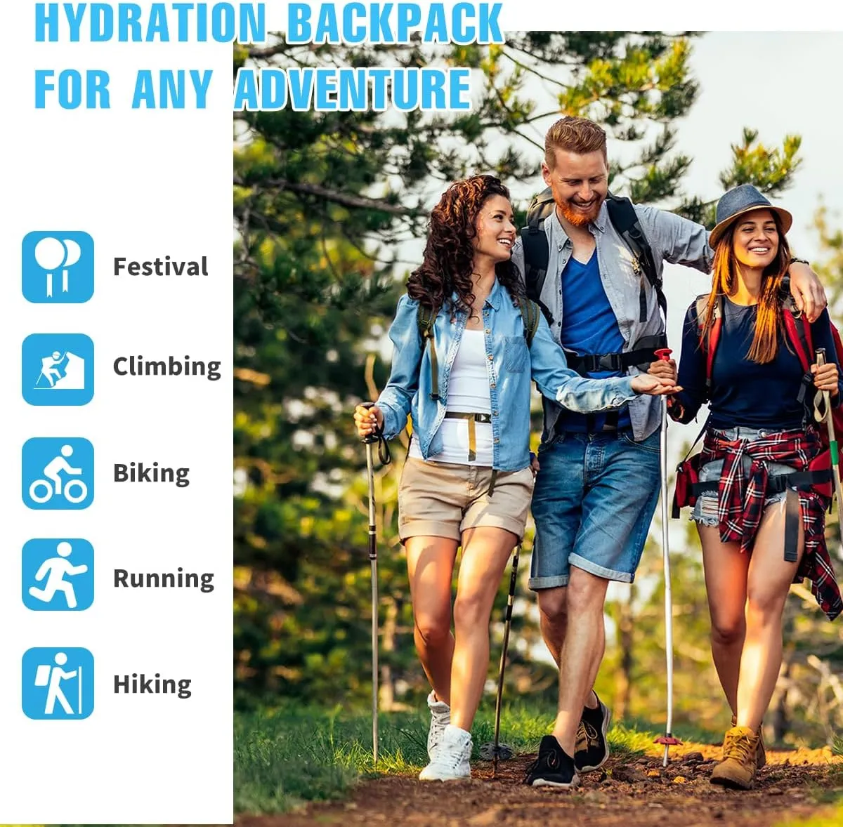 Zounich Hydration Backpack, Breathable Running Backpack with 3L Water Bladder, Large Capacity Hiking Rucksack Outdoors Hydration Bag Pack Perfect for Cycling Camping Fitness Climbing Fits Men & Women