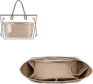 ZTUJO Purse Organizer Insert For Handbag & Tote Shaper,Tote Bag Organizer Insert For Speedy Neverful, 6 Sizes(Slender Large,Silky Beige)